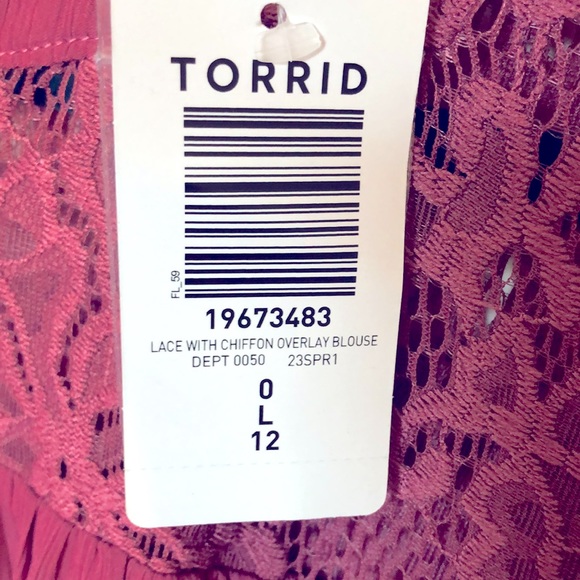 NWT Torrid Lace with Chiffon Overlay Blouse Size 0 (L12) - Picture 8 of 15